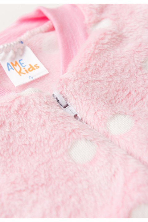 Macacão Fleece - Poá Rosa - Ame Kids