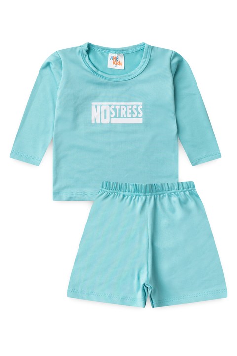 Conjunto Blusa e Short Infantil Proteção Uv - No Stress Verde - Ame Kids