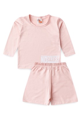 Conjunto Blusa e Short Infantil Proteção Uv - No Stress Rosa - Ame Kids