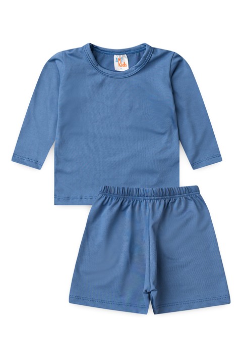 Conjunto Blusa e Short Infantil Proteção Uv - No Stress Azul - Ame Kids