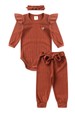 Conjunto Body Canelado Menina - Avelã - Ame Kids