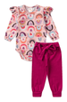 Conjunto Body e Calça Canelada Menina - Arco Iris - Ame Kids