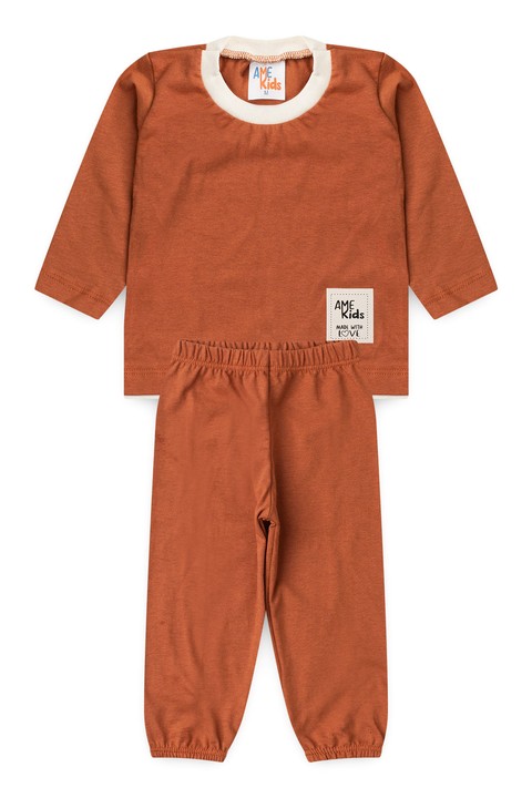 Conjunto Blusa Manga Longa e Calça Meia Malha - Avelã - Ame Kids
