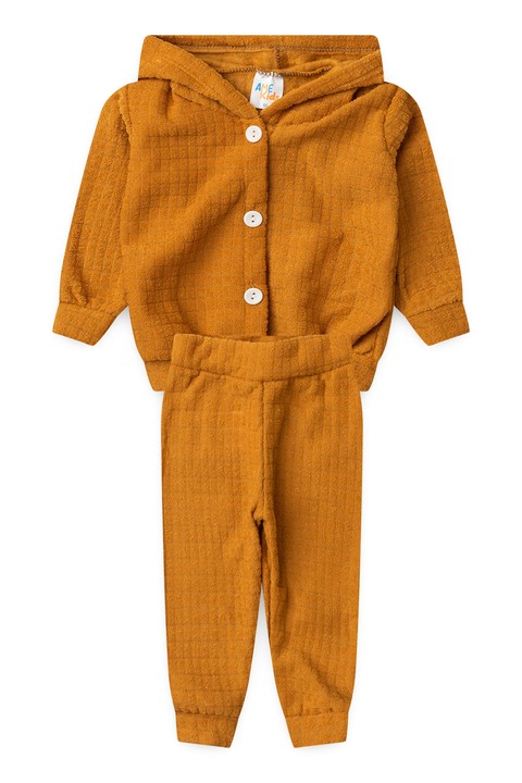 Conjunto Blusa e Calça Bouclé Quadriculado - Mostarda - Ame Kids