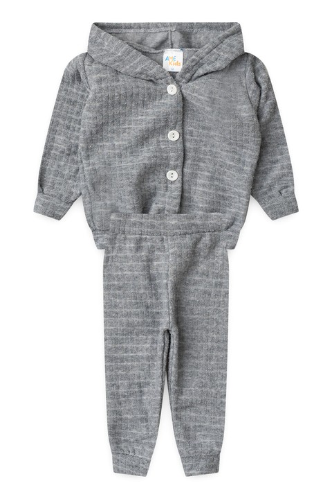 Conjunto Blusa e Calça Bouclé Quadriculado - Mescla  - Ame Kids