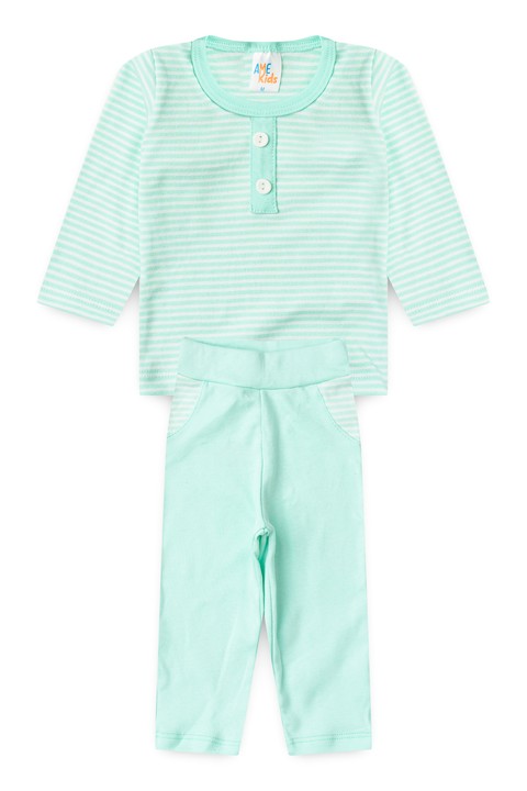 Conjunto de Blusa Listrada e Calça Menino - Verde - Ame Kids
