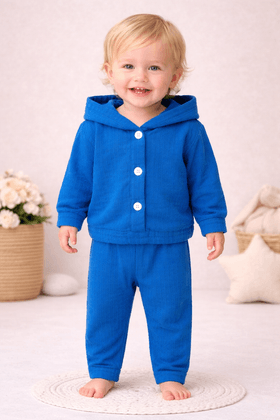 Conjunto Blusa e Calça Bouclé Quadriculado - Azul - Ame Kids