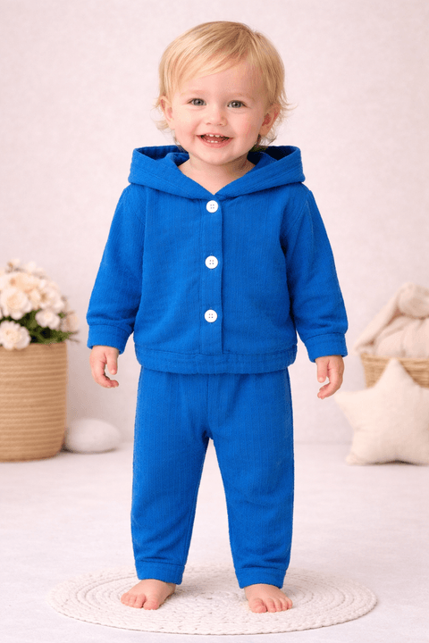 Conjunto Blusa e Calça Bouclé Quadriculado - Azul - Ame Kids