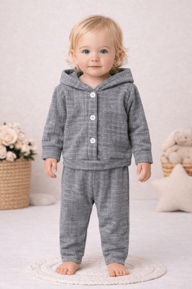 Conjunto Blusa e Calça Bouclé Quadriculado - Mescla  - Ame Kids