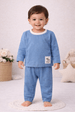 Conjunto Blusa Manga Longa e Calça Meia Malha - Azul Rivera - Ame Kids