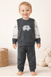Conjunto Blusa Manga Longa e Calça Moletom - Elefante Mescla - Ame Kids