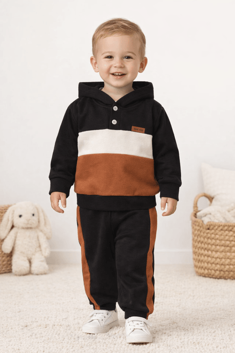 Conjunto Casaco e Calça Moletom - Tricolor Preto - Ame Kids