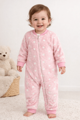 Macacão Fleece - Poá Rosa - Ame Kids