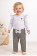 Conjunto Infantil Bebê Body Manga Longa e Calça Pied de Poule - Branco - Ame Kids