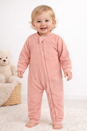 Macacão Plush Canelado Longo - Pêssego - Ame Kids