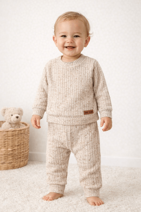 Conjunto Blusa Manga Longa e Calça Brush - Bege - Ame Kids