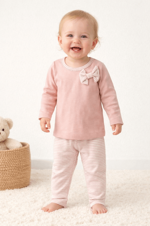 Conjunto Blusa Lacinho e Calça Suedine - Rosé - Ame Kids