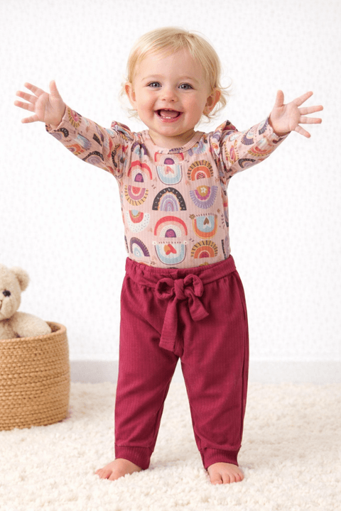 Conjunto Body e Calça Canelada Menina - Arco Iris - Ame Kids