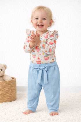 Conjunto Infantil Bebê Body e Calça Canelada Menina - Cupcake - Ame Kids