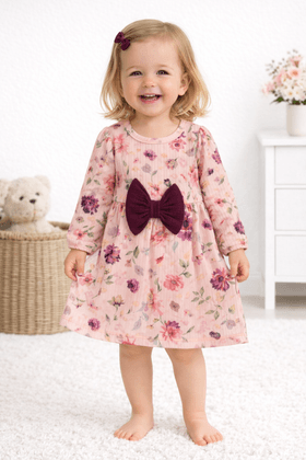 Vestido Manga Longa - Floral Beringela - Ame Kids