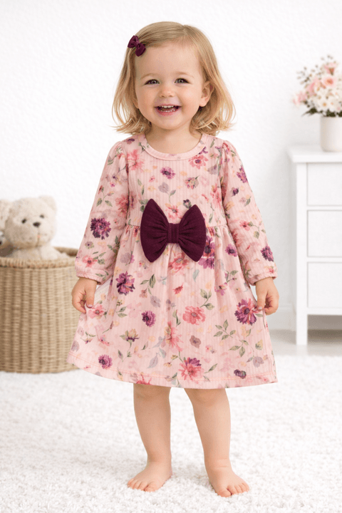 Vestido Manga Longa - Floral Beringela - Ame Kids
