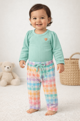Conjunto Body e Calça Canelado - Xadrez Tie Dye - Ame Kids