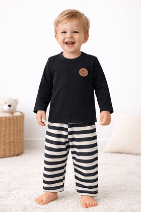 Conjunto Blusa Manga Longa e Calça Ecosustentável - Preto - Ame Kids
