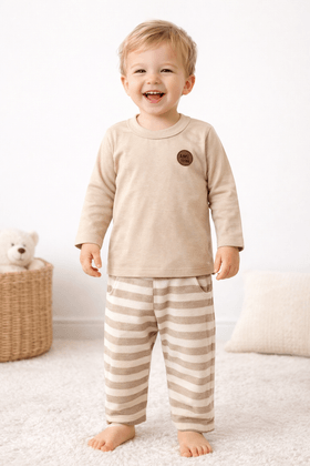 Conjunto Blusa Manga Longa e Calça Ecosustentável - Areia - Ame Kids