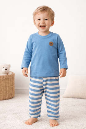 Conjunto Blusa Manga Longa e Calça Ecosustentável - Azul - Ame Kids