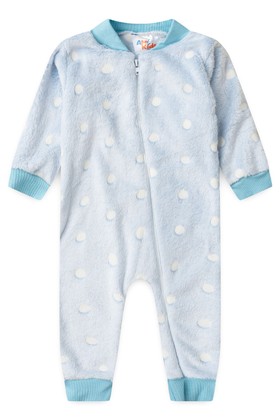 Macacão Fleece - Poá Azul - Ame Kids