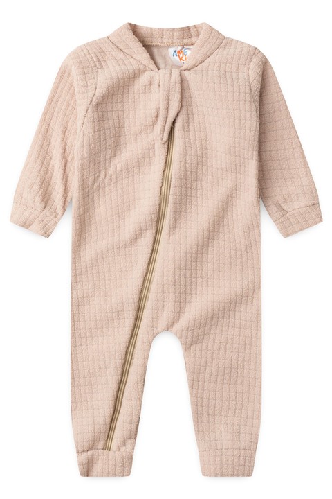 Macacão Bouclé Quadriculado - Creme - Ame Kids