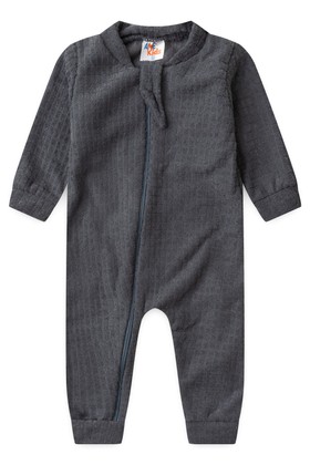 Macacão Bouclé Quadriculado - Chumbo - Ame Kids