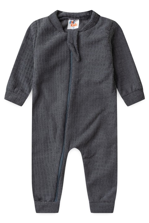 Macacão Bouclé Quadriculado - Chumbo - Ame Kids