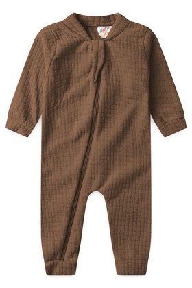 Macacão Bouclé Quadriculado - Marrom - Ame Kids