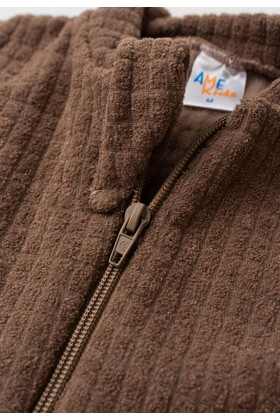 Macacão Bouclé Quadriculado - Marrom - Ame Kids