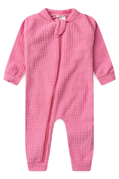 Macacão Bouclé Quadriculado - Rosa - Ame Kids