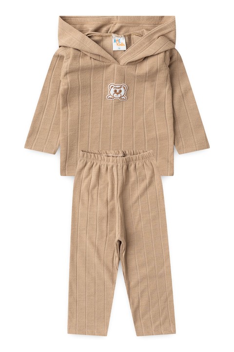 Conjunto Blusa Manga Longa Ursinho e Calça - Nude - Ame Kids