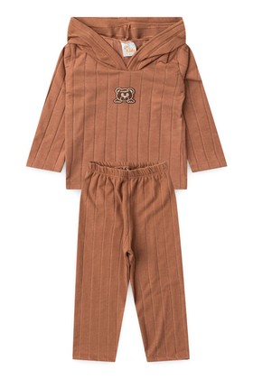 Conjunto Blusa Manga Longa Ursinho e Calça - Doce de Leite - Ame Kids