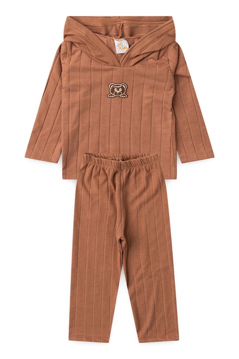 Conjunto Blusa Manga Longa Ursinho e Calça - Doce de Leite - Ame Kids