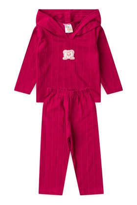 Conjunto Blusa Manga Longa Ursinho e Calça - Fucsia - Ame Kids