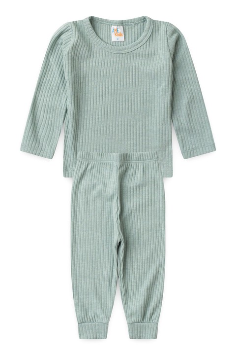 Conjunto Blusa Ml e Calça com Aplique na Barra- Verde Jade - Ame Kids