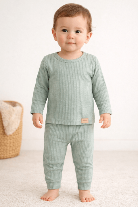 Conjunto Blusa Ml e Calça com Aplique na Barra- Verde Jade - Ame Kids