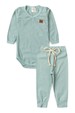 Conjunto Body Canelado Menino - Verde Jade - Ame Kids