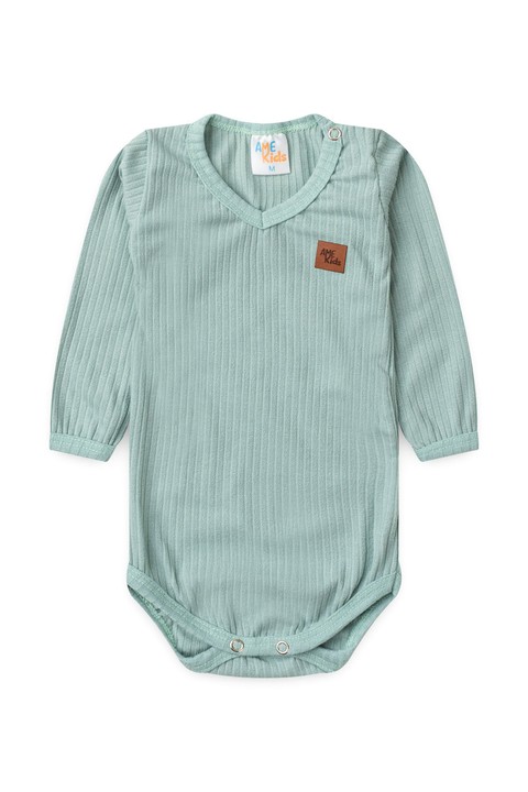 Conjunto Body Canelado Menino - Verde Jade - Ame Kids