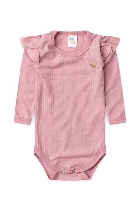 Conjunto Body Canelado Menina - Rosa - Ame Kids