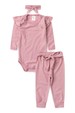 Conjunto Body Canelado Menina - Rosa - Ame Kids