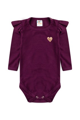 Conjunto Body Canelado Menina - Beringela - Ame Kids