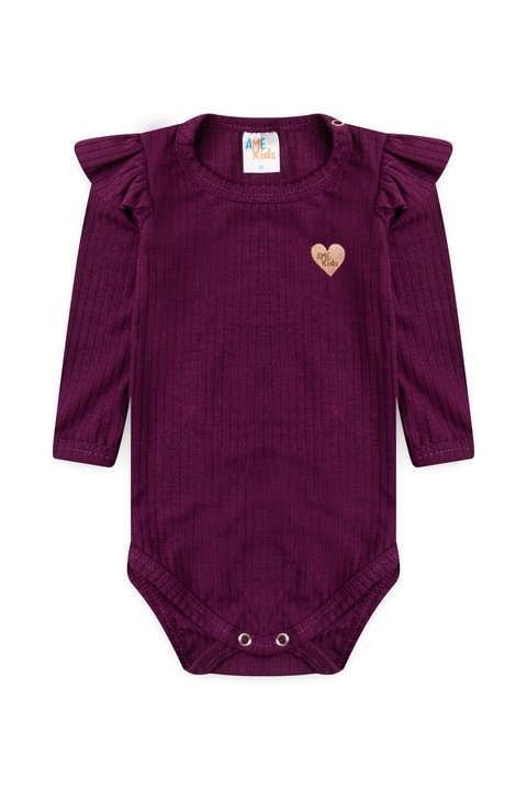 Conjunto Body Canelado Menina - Beringela - Ame Kids