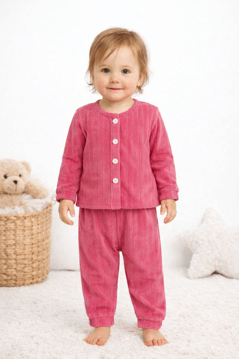Conjunto Casaco  Manga Longa e  Calça Plush - Rosa - Ame Kids