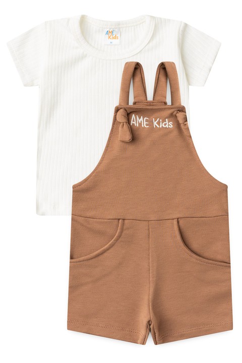 Conjunto Infantil Jardineira e Blusa - Doce de Leite - Ame Kids